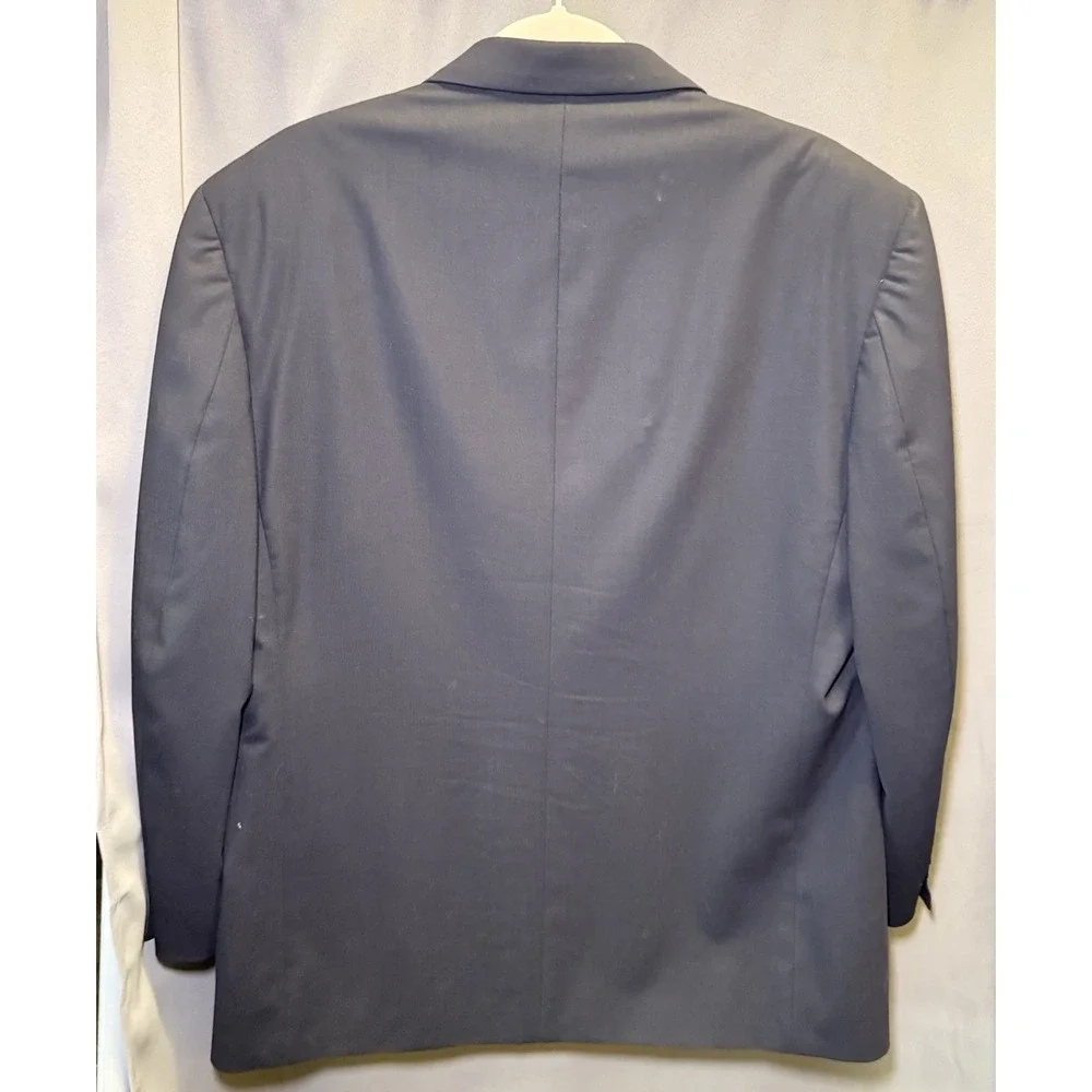 Vintage Oscar De La Renta Navy Double Breasted Blazer Brass Buttons Men's Sz 42S